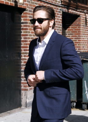 Jake Gyllenhaal arrives for ‘The Late Show with David Letterman’ at Ed Sullivan Theater, New York City, on August 27, 2012