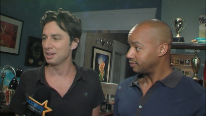 Zach Braff and Donald Faison on the set of ‘The Exes,’ August 14, 2012