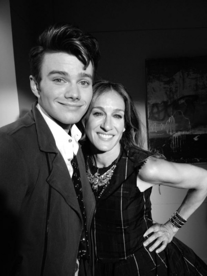 Chris Colfer and Sarah Jessica Parker as Kurt and Isablle on the ‘Glee’ set