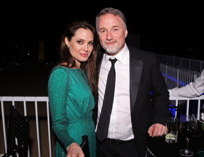 Angelina Jolie and David Fincher attend the Sony Pictures Classic 68th Annual Golden Globe Awards Party held at The Beverly Hilton hotel on January 16, 2011