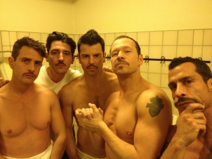Donnie Wahlberg and his fellow New Kids on the Block members sport moustaches for a fun Twitter photo