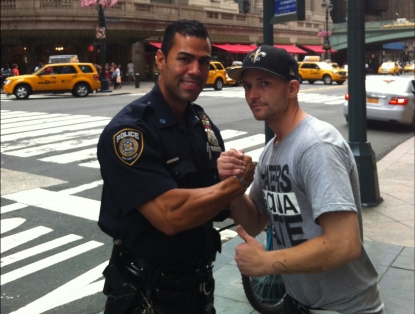 J.W. Cortes and Marine Corp. Sargeant Tyler Dodd in NYC, August 27, 2012