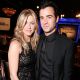 Jennifer Aniston and Justin Theroux smile at American Cinematheque’s 2011 Award Show Honoring Robert Downey Jr. at The Beverly Hilton Hotel in Beverly Hills on October 14, 2011