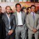 Jean-Claude Van Damme, Jason Statham, Arnold Schwarzenegger, Sylvester Stallone and Dolph Lundgren and Scott Adkins attend a photocall for The Expendables 2 in London on August 13, 2012