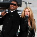 Usher and Shakira perform in front of the Lincoln Memorial during the ‘We Are One: The Obama Inaugural Celebration At The Lincoln Memorial’ on January 18, 2009 at the National Mall in Washington, DC