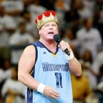Professional wrestler Jerry ‘The King’ Lawler address the fans prior a NBA playoff game between the Memphis Grizzlies and the Los Angeles Clippers on May 13, 2012 in Memphis, Tennessee