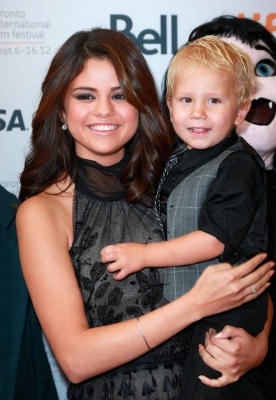 Selena Gomez and Jaxon Bieber attend the ‘Hotel Transylvania’ premiere during the 2012 Toronto International Film Festival on September 8, 2012 