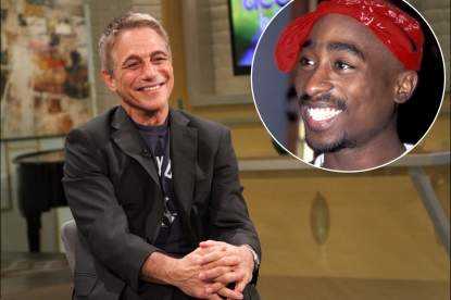 Tony Danze stops by Access Hollywood Live on September 18, 2012 / inset: Tupac Shakur 