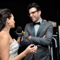 AccessHollywood.com’s Laura Saltman chats with Zachary Quinto inside the Presenters Gift Lounge Backstage At The Nokia Theatre on Emmys Sunday