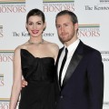 Anne Hathaway and Adam Shulman arrive for the formal Artist’s Dinner honoring the recipients of the 2011 Kennedy Center Honors hosted by United States Secretary of State Hillary Rodham Clinton at the U.S. Department of State, Washington, D.C., December 3, 2011