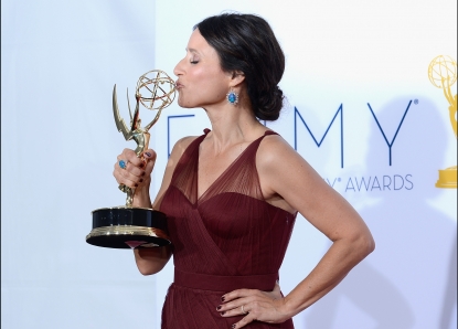 Julia Louis-Dreyfus, winner Outstanding Lead Actress in a Comedy Series, poses in the press room during the 64th Annual Primetime Emmy Awards at Nokia Theatre L.A. Live in Los Angeles on September 23, 2012 
