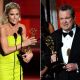 ‘Modern Family’ stars Julie Bowen and Eric Stonestreet on stage at the 2012 Emmy Awards