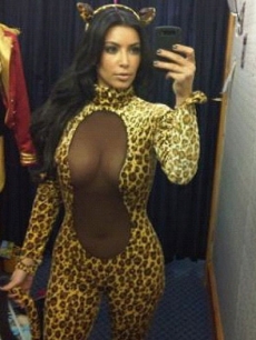 Kim Kardashian sports a Halloween costume on October 13, 2012