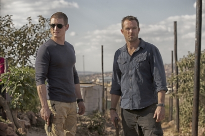 Philip Winchester as Sgt. Michael Stonebridge and Sullivan Stapleton as Damien Scott in Cinemax’s ‘Strike Back’
