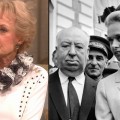 Tippi Hedren on Access Hollywood Live on Oct. 19, 2012; Alfred Hitchcock and Tippi Hedren in May 1963