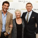Javier Bardem, Daniel Craig and Judi Dench pose at a photocall for the new James Bond film ‘Skyfall’ at The Dorchester Hotel in London on October 22, 2012