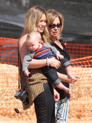 Hilary Duff goes pumpkin hunting with baby Luca at Mr. Bones Pumpkin Patch in Los Angeles on October 13, 2012 