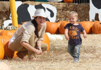 Selma Blair and son Arthur are seen at the Mr. Bones Pumpkin Patch in Los Angeles on October 13, 2012