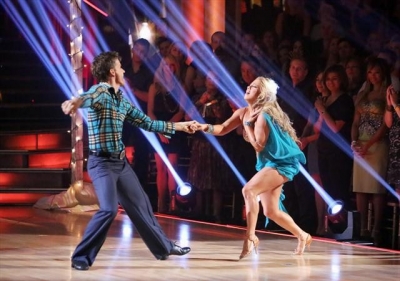 Louis van Amstel and Sabrina Bryan take the stage during Week 6 of ‘Dancing with the Stars: All-Stars,’ Oct. 29, 2012