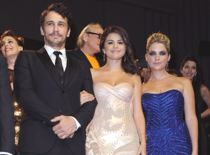 James Franco, Selena Gomez and Ashley Benson inside the ‘Spring Breakers’ Premiere during The 69th Venice Film Festival at the Palazzo del Cinema in Venice, Italy on September 5, 2012
