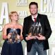 Miranda Lambert and Blake Shelton pose in the press room at the 46th annual CMA Awards at the Bridgestone Arena in Nashville, Tennesseeon November 1, 2012