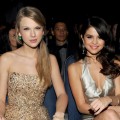 Taylor Swift and Selena Gomez at the 2011 American Music Awards held at Nokia Theatre L.A. LIVE on November 20, 2011 