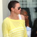 Charlize Theron is spotted with her new shaved head in Cape Town, South Africa on November 16, 2012