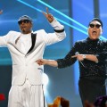 Hammer and PSY perform onstage during the 40th Anniversary American Music Awards held at Nokia Theatre L.A. Live in Los Angeles on November 18, 2012