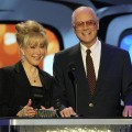 Barbara Eden and Larry Hagman present an award on stage at the 2nd Annual TV Land Awards at the Hollywood Palladium held on March 7, 2004