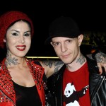 Kat Von D and DJ Deadmau5 (Joel Zimmerman) attend Opening Night Of ‘Skulls’ A Collective Show At Kat Von D’s Wonderland Gallery in Los Angeles on November 2, 2012
