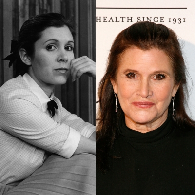 Carrie Fisher played one of her biggest roles as Princess Leia in the original ‘Star Wars.’  She is seen (left) in 1977 and in (right) 2012