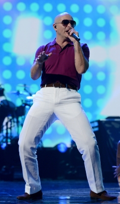 Pitbull performs onstage during rehearsals for the 40th American Music Awards held at Nokia Theatre L.A. Live in Los Angeles on November 16, 2012 