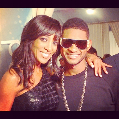 Access Hollywood’s Shaun Robinson with Usher at the AMAs, Los Angeles, Nov. 18, 2012
