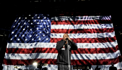 Jay-Z performs at a Barack Obama campaign event at Schottenstein Center on on the eve of the 2012 election in Columbus, Ohio on November 5, 2012 