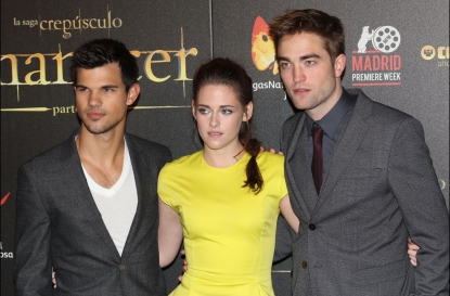 Kristen Stewart, Robert Pattinson and Taylor Lautner attend ‘The Twilight Saga: Breaking Dawn - Part 2’ photocall at Kinepolis Cinema on November 15, 2012 in Madrid, Spain