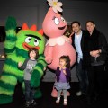 Fred Savage, his wife Jennifer Lynn Stone, and children Oliver and Lily greet characters of YO GABBA GABBA! @ KIA PRESENTS YO GABBA GABBA! LIVE! THERE’S A PARTY IN MY CITY produced by S2BN Entertainment in association with The Magic Store and W!LDBRAIN Entertainment at Nokia L.A. LIVE on November 26, 2010