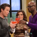 Mixologist Darryl Robinson toasts with Billy Bush and Kit Hoover on Access Hollywood Live on December 4, 2012