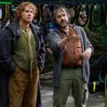Martin Freeman and director Peter Jackson on the set of New Line Cinema’s ‘The Hobbit: An Unexpected Journey’