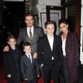Romeo Beckham, Cruz Beckham, David Beckham, Brooklyn Beckham and Victoria Beckham attend the ‘Viva Forever’ press night at The Piccadilly Theatre on December 11, 2012 in London