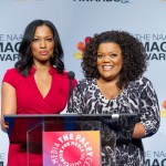 Garcelle Beauvais and Yvette Nicole-Brown announce the nominees at the 44th NAACP Image Awards Press Conference at The Paley Center for Media, Beverly Hills, on December 11, 2012