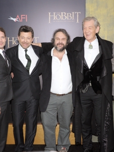 Martin Freeman, Elijah Wood, Andy Serkis, Sir Peter Jackson, Sir Ian McKellen, and Richard Armitage attend ‘The Hobbit: An Unexpected Journey’ New York premiere benefiting AFI - Red Carpet And Introduction at Ziegfeld Theater, New York City, on December 6, 2012