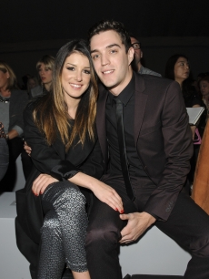 Shenae Grimes and Josh Beech attend the front row for the Unique show on day 3 of London Fashion Week Spring/Summer 2013 at TopShop Venue on September 16, 2012 in London