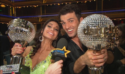 Melissa Rycroft and Tony Dovolani celebrate their ‘Dancing with the Stars: All-Stars’ mirrorball glory, Nov. 27, 2012