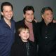 Jon Cryer, Charlie Sheen, Leslie Moonves, co-president and co-COO Viacom and chairman CBS, and Angus T. Jones, Jan. 18, 2005