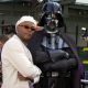 Samuel L. Jackson and Darth Vader at the Grauman’s Chinese Theater in Hollywood, May 2002