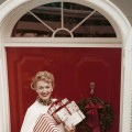Actress Eve Arden gets into the holiday spirit, circa 1950