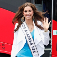 Miss Alabama USA Katherine Webb exits a sightseeing bus on May 8, 2012 in New York City