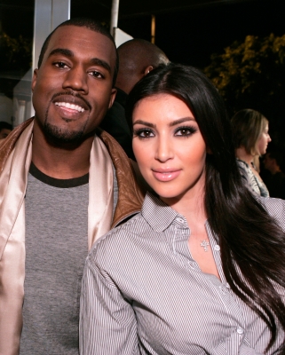 Kanye West and Kim Kardashian attend the grand opening of Intermix on September 25, 2007 in Los Angeles