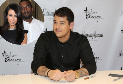 Rob Kardashian / inset: Kim Kardashian and Kanye West