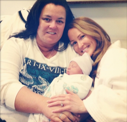 Rosie O’Donnell, Michelle Rounds and baby Dakota, January 9, 2013